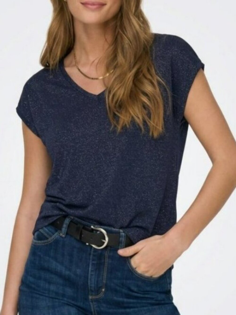 NWT Only Silvery Lurex Top Navy Blue or "Night Sky" Style #15136069 Size S